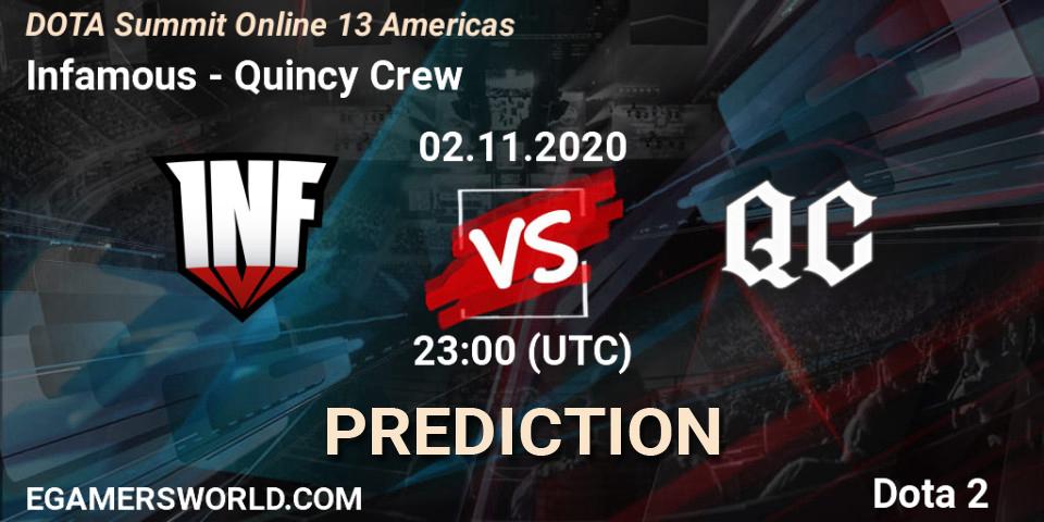 Pronóstico Infamous - Quincy Crew. 02.11.2020 at 23:19, Dota 2, DOTA Summit 13: Americas
