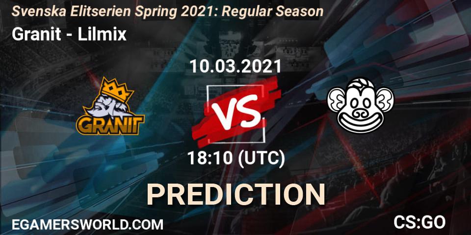 Pronóstico Granit - Lilmix. 10.03.2021 at 18:10, Counter-Strike (CS2), Svenska Elitserien Spring 2021: Regular Season