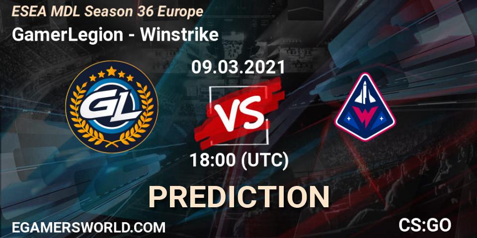 Pronóstico GamerLegion - Winstrike. 09.03.21, CS2 (CS:GO), MDL ESEA Season 36: Europe - Premier division