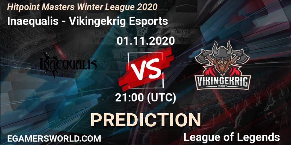 Pronóstico Inaequalis - Vikingekrig Esports. 01.11.2020 at 21:00, LoL, Hitpoint Masters Winter League 2020