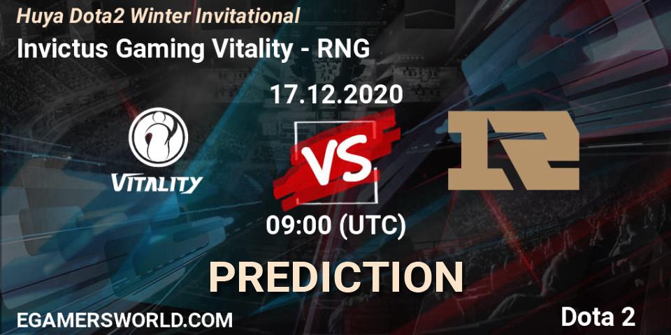 Pronóstico Invictus Gaming Vitality - RNG. 17.12.20, Dota 2, Huya Dota2 Winter Invitational