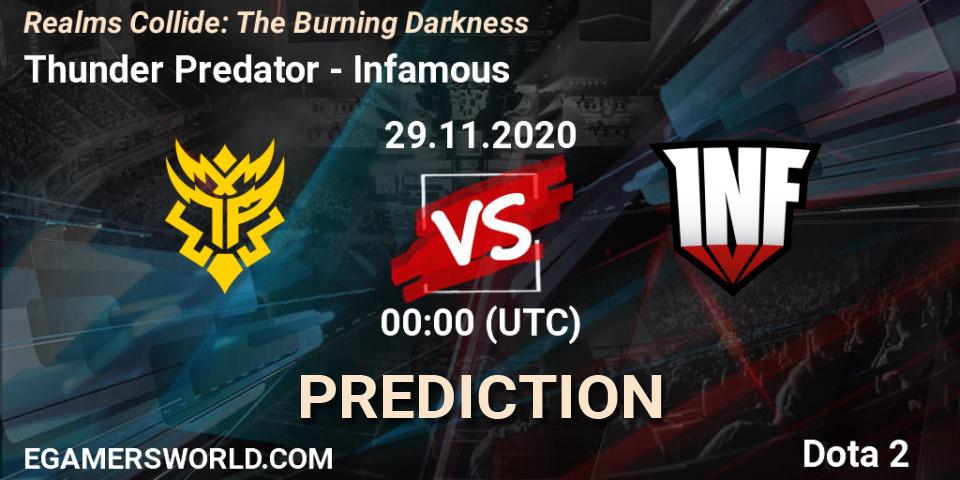 Pronóstico Thunder Predator - Infamous. 29.11.2020 at 02:31, Dota 2, Realms Collide: The Burning Darkness