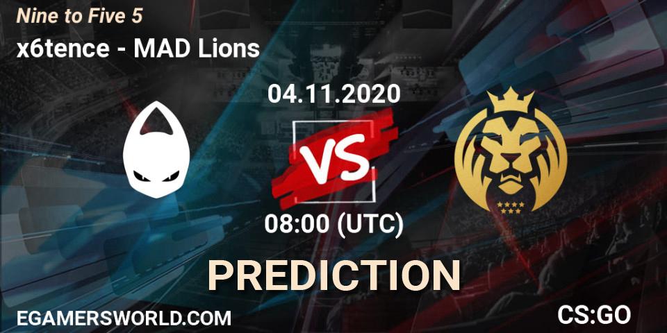 Pronóstico x6tence - MAD Lions. 04.11.2020 at 08:00, Counter-Strike (CS2), Nine to Five 5