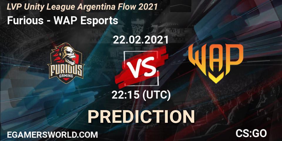 Pronóstico Furious - WAP Esports. 22.02.2021 at 22:15, Counter-Strike (CS2), LVP Unity League Argentina Apertura 2021
