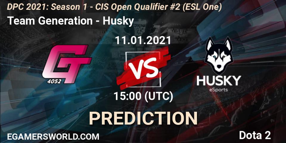 Pronóstico Team Generation - Husky. 11.01.2021 at 15:03, Dota 2, DPC 2021: Season 1 - CIS Open Qualifier #2 (ESL One)