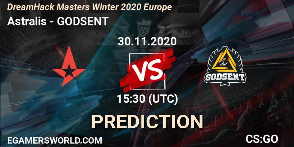 Pronóstico Astralis - GODSENT. 30.11.2020 at 15:30, Counter-Strike (CS2), DreamHack Masters Winter 2020 Europe