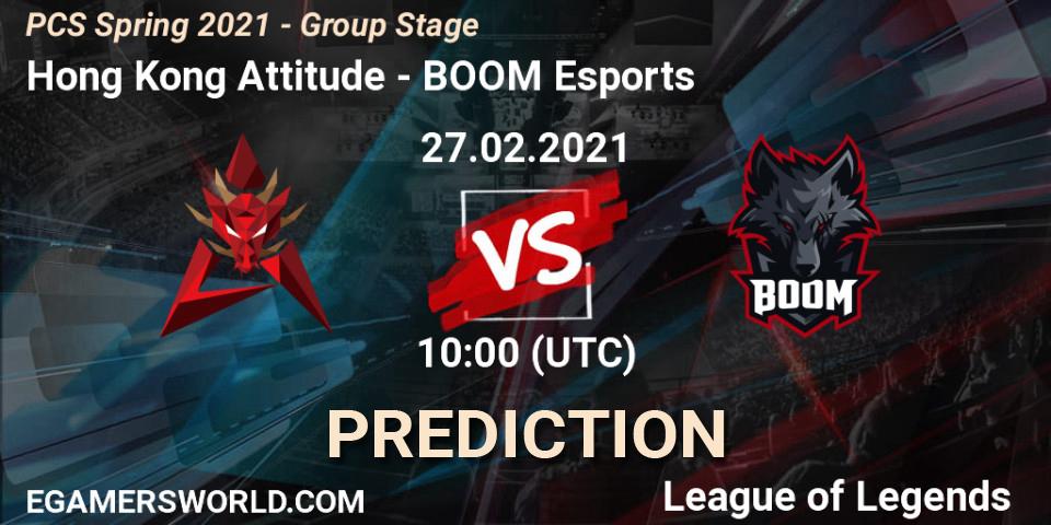 Pronóstico Hong Kong Attitude - BOOM Esports. 27.02.2021 at 10:10, LoL, PCS Spring 2021 - Group Stage