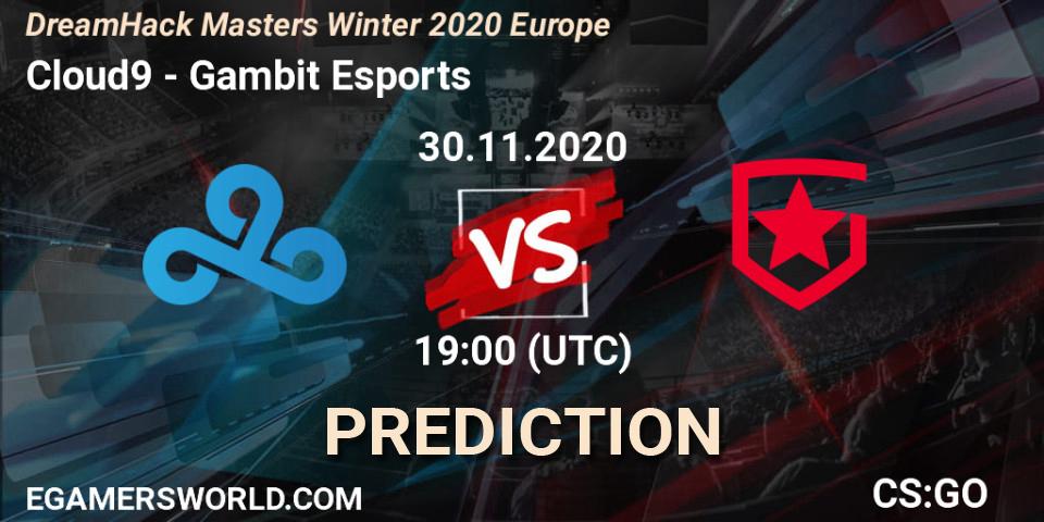Pronóstico Cloud9 - Gambit Esports. 30.11.2020 at 19:00, Counter-Strike (CS2), DreamHack Masters Winter 2020 Europe