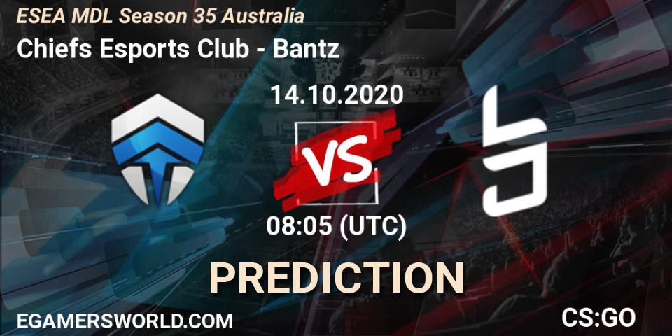 Pronóstico Chiefs Esports Club - Bantz. 14.10.2020 at 08:05, Counter-Strike (CS2), ESEA MDL Season 35 Australia