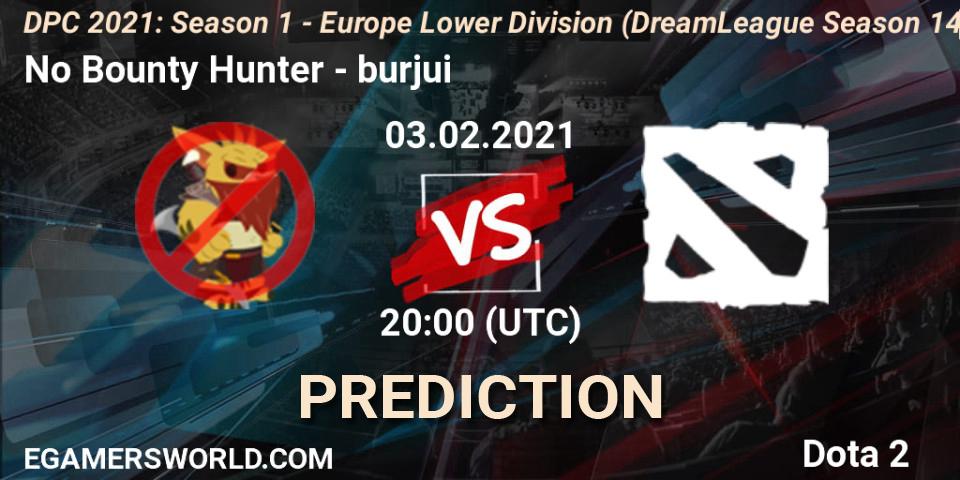 Pronóstico No Bounty Hunter - burjui. 03.02.2021 at 19:55, Dota 2, DPC 2021: Season 1 - Europe Lower Division (DreamLeague Season 14)