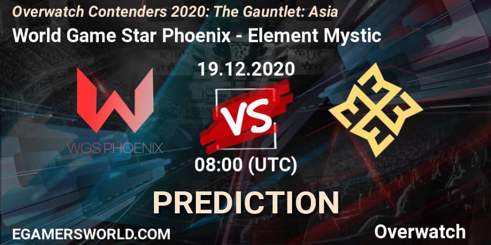 Pronóstico World Game Star Phoenix - Element Mystic. 19.12.2020 at 07:20, Overwatch, Overwatch Contenders 2020: The Gauntlet: Asia