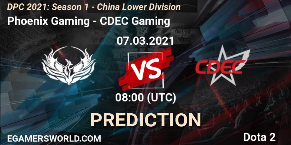 Pronóstico Phoenix Gaming - CDEC Gaming. 07.03.2021 at 08:00, Dota 2, DPC 2021: Season 1 - China Lower Division