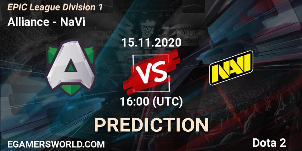 Pronóstico Alliance - NaVi. 15.11.2020 at 16:03, Dota 2, EPIC League Division 1