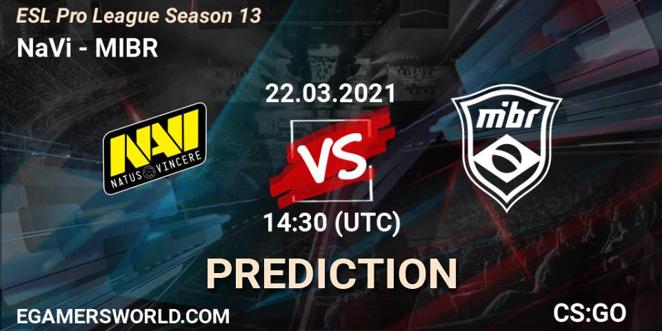 Pronóstico NaVi - MIBR. 22.03.2021 at 14:30, Counter-Strike (CS2), ESL Pro League Season 13