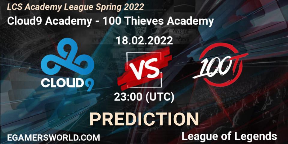 Pronóstico Cloud9 Academy - 100 Thieves Academy. 18.02.22, LoL, LCS Academy League Spring 2022