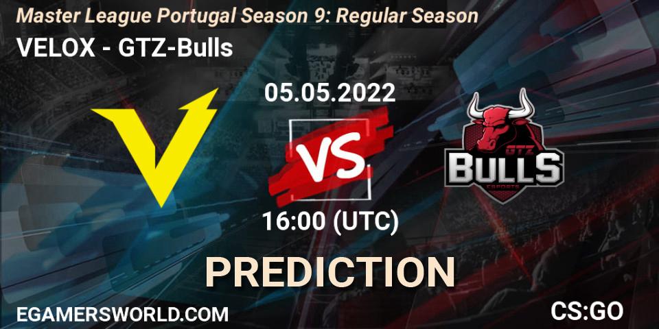 Pronóstico VELOX - GTZ-Bulls. 05.05.2022 at 16:00, Counter-Strike (CS2), Master League Portugal Season 9: Regular Season