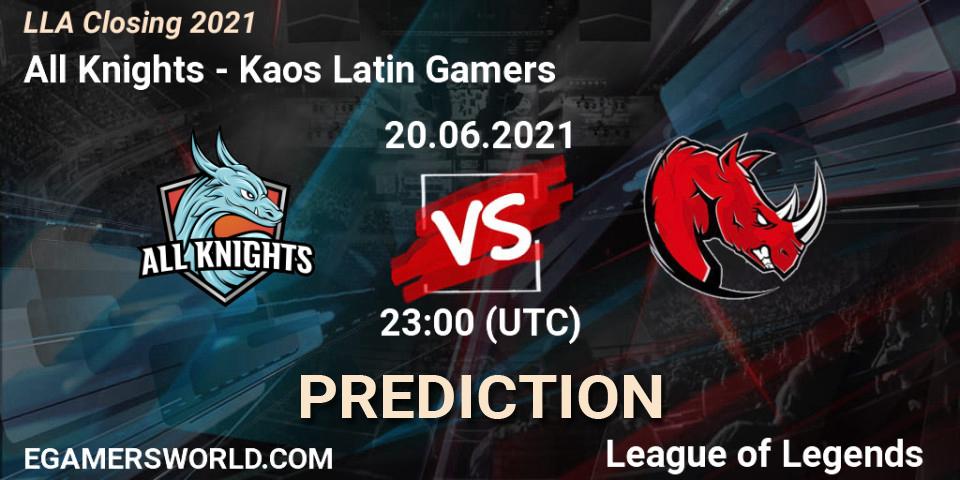 Pronóstico All Knights - Kaos Latin Gamers. 20.06.2021 at 23:00, LoL, LLA Closing 2021