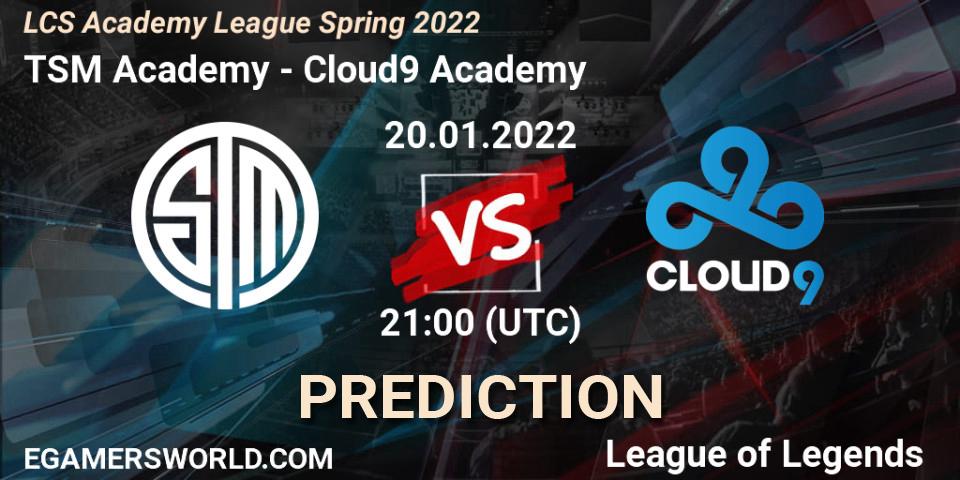 Pronóstico TSM Academy - Cloud9 Academy. 20.01.2022 at 21:00, LoL, LCS Academy League Spring 2022