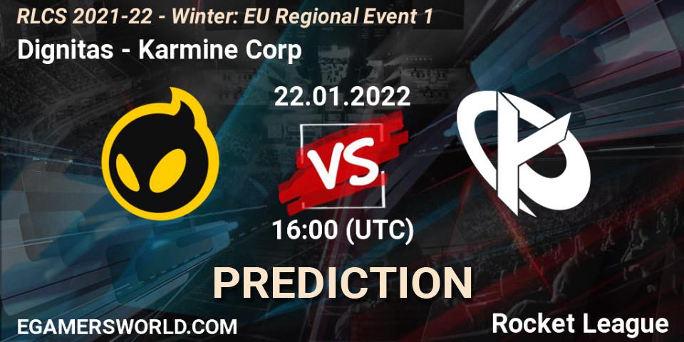 Pronóstico Dignitas - Karmine Corp. 22.01.2022 at 16:00, Rocket League, RLCS 2021-22 - Winter: EU Regional Event 1