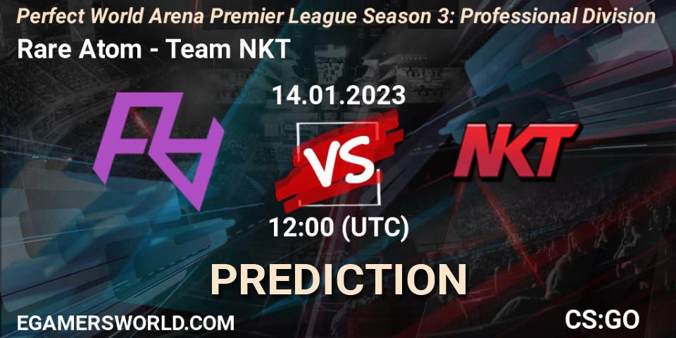 Pronóstico Rare Atom - Team NKT. 14.01.2023 at 12:30, Counter-Strike (CS2), Perfect World Arena Premier League Season 3: Professional Division