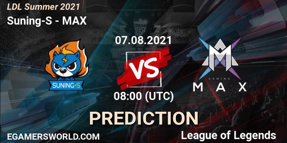 Pronóstico Suning-S - MAX. 07.08.21, LoL, LDL Summer 2021