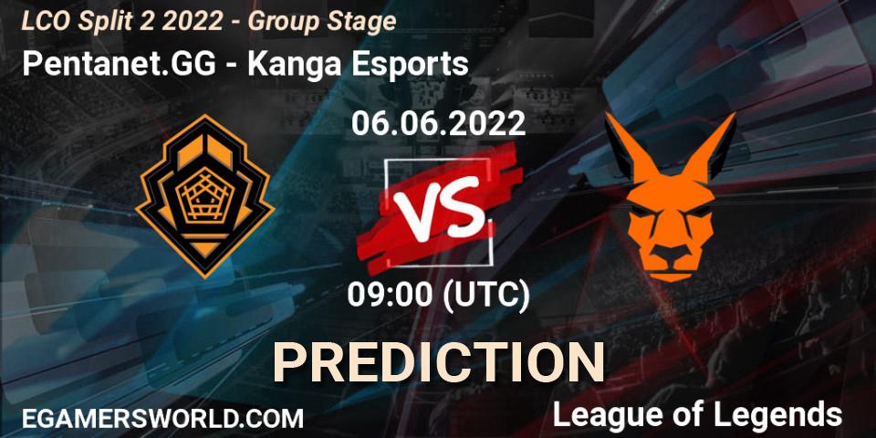 Pronóstico Pentanet.GG - Kanga Esports. 06.06.2022 at 08:55, LoL, LCO Split 2 2022 - Group Stage
