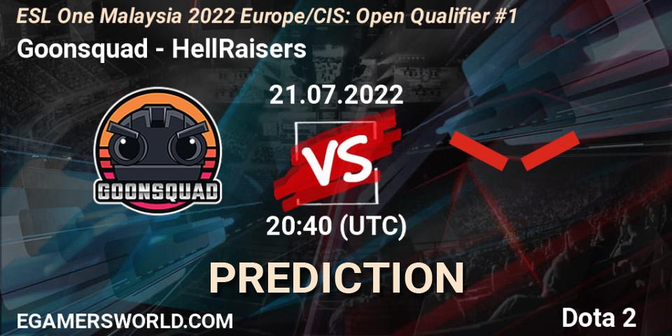 Pronóstico Goonsquad - HellRaisers. 21.07.2022 at 20:40, Dota 2, ESL One Malaysia 2022 Europe/CIS: Open Qualifier #1