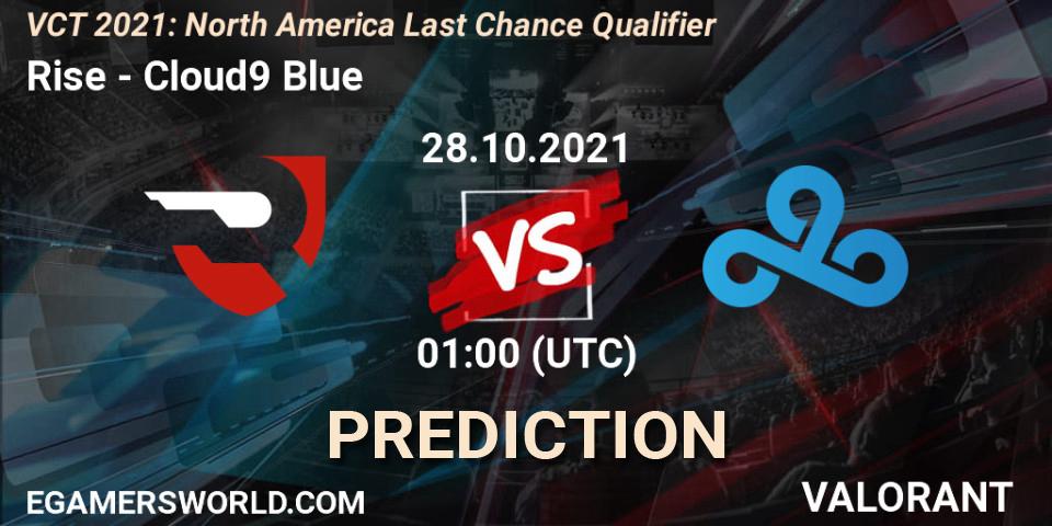 Pronóstico Rise - Cloud9 Blue. 28.10.2021 at 19:00, VALORANT, VCT 2021: North America Last Chance Qualifier