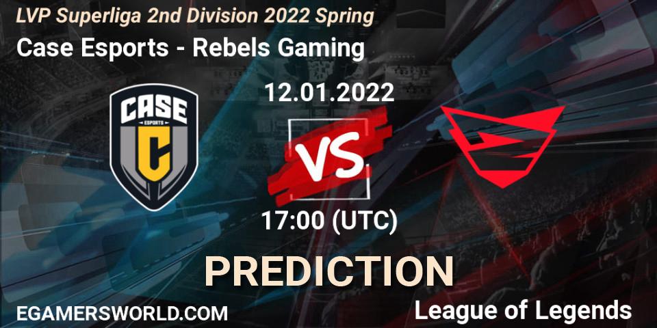 Pronóstico Case Esports - Rebels Gaming. 12.01.2022 at 17:00, LoL, LVP Superliga 2nd Division 2022 Spring