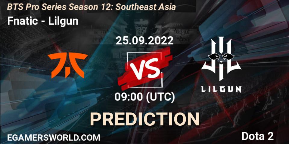 Pronóstico Fnatic - Lilgun. 25.09.22, Dota 2, BTS Pro Series Season 12: Southeast Asia