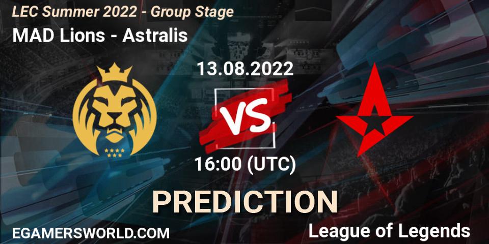 Pronóstico MAD Lions - Astralis. 13.08.2022 at 17:00, LoL, LEC Summer 2022 - Group Stage