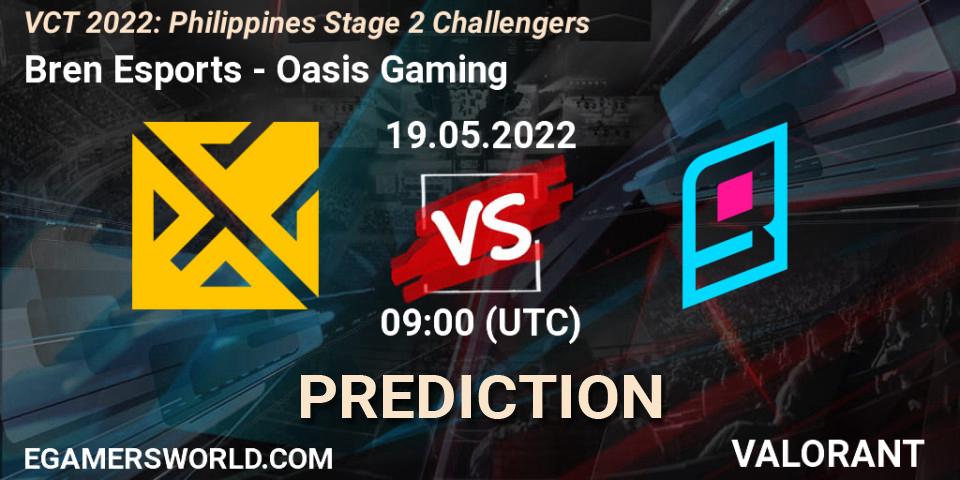 Pronóstico Bren Esports - Oasis Gaming. 19.05.2022 at 09:00, VALORANT, VCT 2022: Philippines Stage 2 Challengers