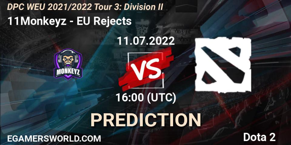 Pronóstico 11Monkeyz - EU Rejects. 11.07.2022 at 15:55, Dota 2, DPC WEU 2021/2022 Tour 3: Division II
