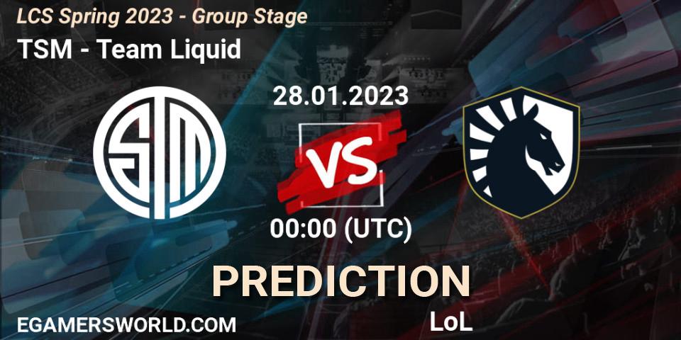 Pronóstico TSM - Team Liquid. 28.01.23, LoL, LCS Spring 2023 - Group Stage