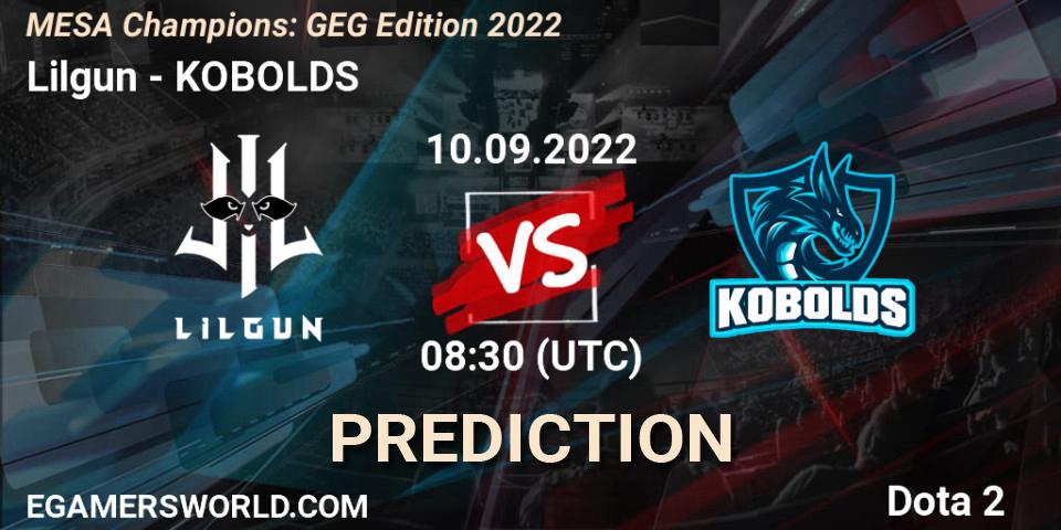 Pronóstico Lilgun - KOBOLDS. 10.09.2022 at 08:42, Dota 2, MESA Champions: GEG Edition 2022