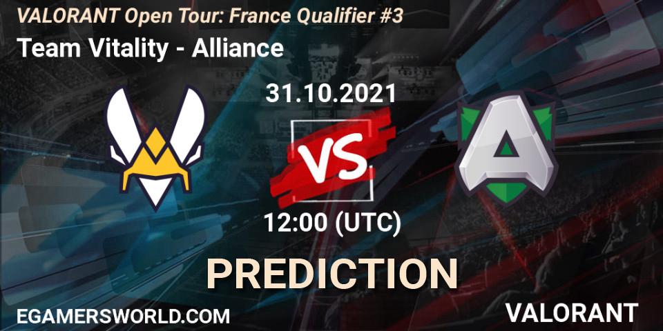 Pronóstico Team Vitality - Alliance. 31.10.2021 at 12:00, VALORANT, VALORANT Open Tour: France Qualifier #3