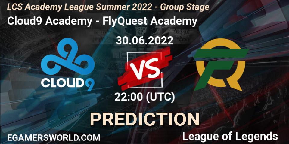 Pronóstico Cloud9 Academy - FlyQuest Academy. 30.06.2022 at 22:00, LoL, LCS Academy League Summer 2022 - Group Stage