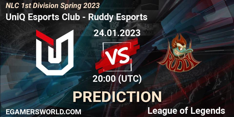 Pronóstico UniQ Esports Club - Ruddy Esports. 24.01.2023 at 20:00, LoL, NLC 1st Division Spring 2023