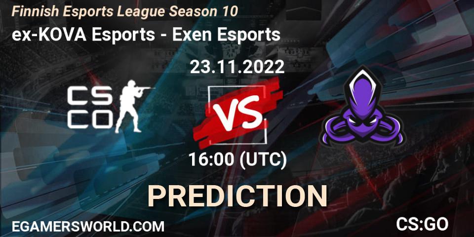 Pronóstico ex-KOVA Esports - Exen Esports. 23.11.2022 at 16:00, Counter-Strike (CS2), Finnish Esports League Season 10