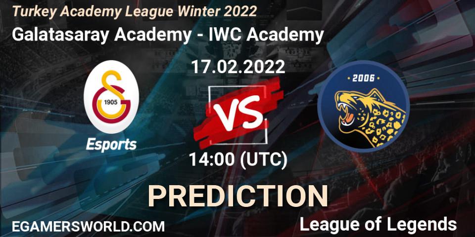 Pronóstico Galatasaray Academy - IWC Academy. 17.02.2022 at 14:00, LoL, Turkey Academy League Winter 2022
