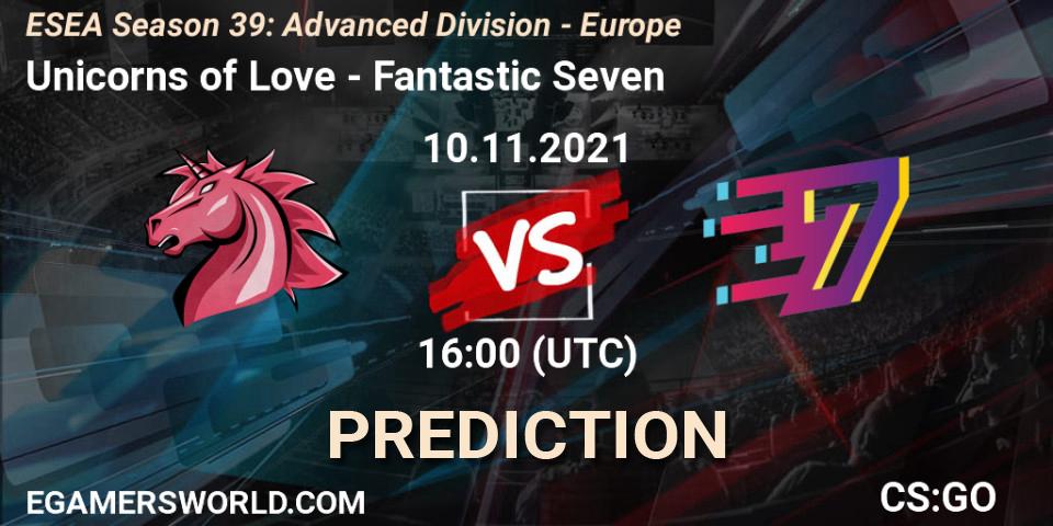 Pronóstico Unicorns of Love - Fantastic Seven. 10.11.21, CS2 (CS:GO), ESEA Season 39: Advanced Division - Europe
