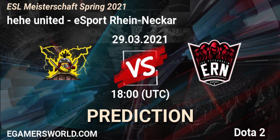 Pronóstico hehe united - eSport Rhein-Neckar. 29.03.2021 at 17:08, Dota 2, ESL Meisterschaft Spring 2021