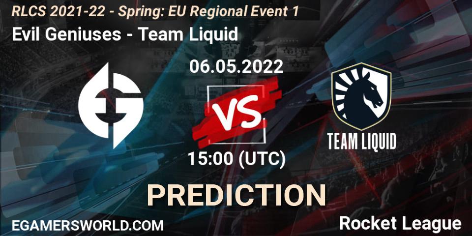 Pronóstico Evil Geniuses - Team Liquid. 06.05.22, Rocket League, RLCS 2021-22 - Spring: EU Regional Event 1