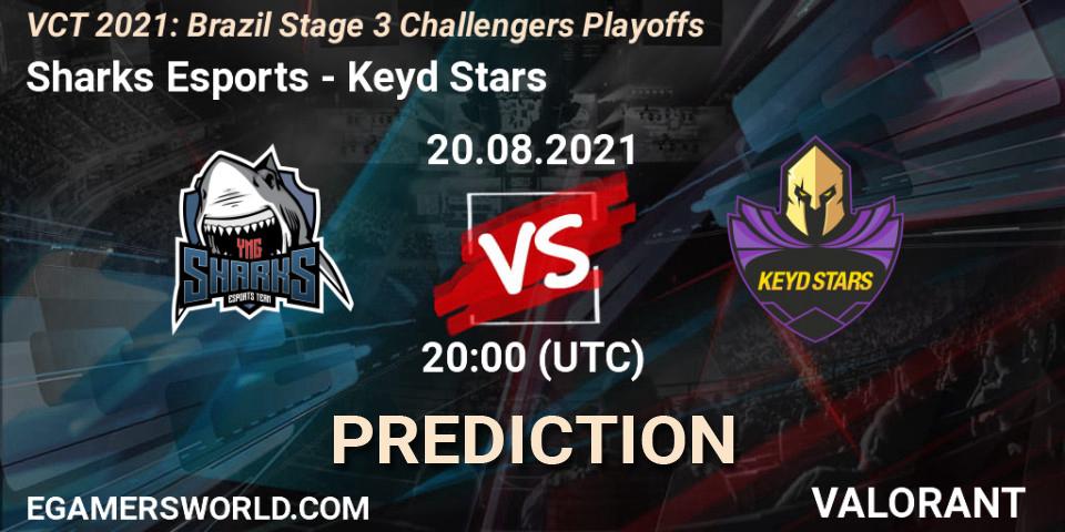 Pronóstico Sharks Esports - Keyd Stars. 20.08.2021 at 20:00, VALORANT, VCT 2021: Brazil Stage 3 Challengers Playoffs
