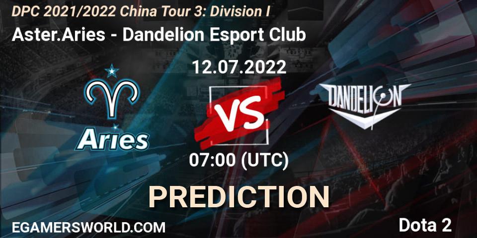 Pronóstico Aster.Aries - Dandelion Esport Club. 12.07.2022 at 07:52, Dota 2, DPC 2021/2022 China Tour 3: Division I