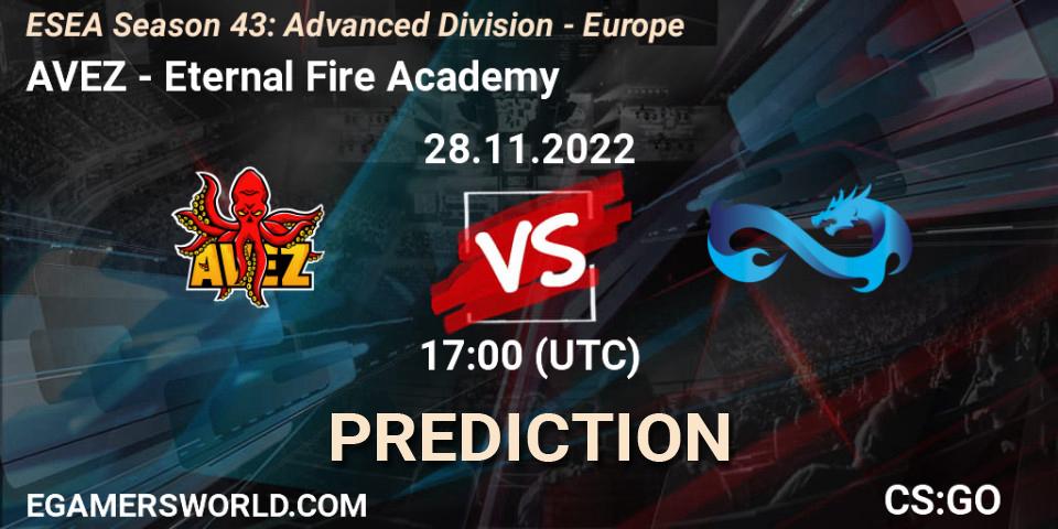 Pronóstico AVEZ - Eternal Fire Academy. 28.11.22, CS2 (CS:GO), ESEA Season 43: Advanced Division - Europe