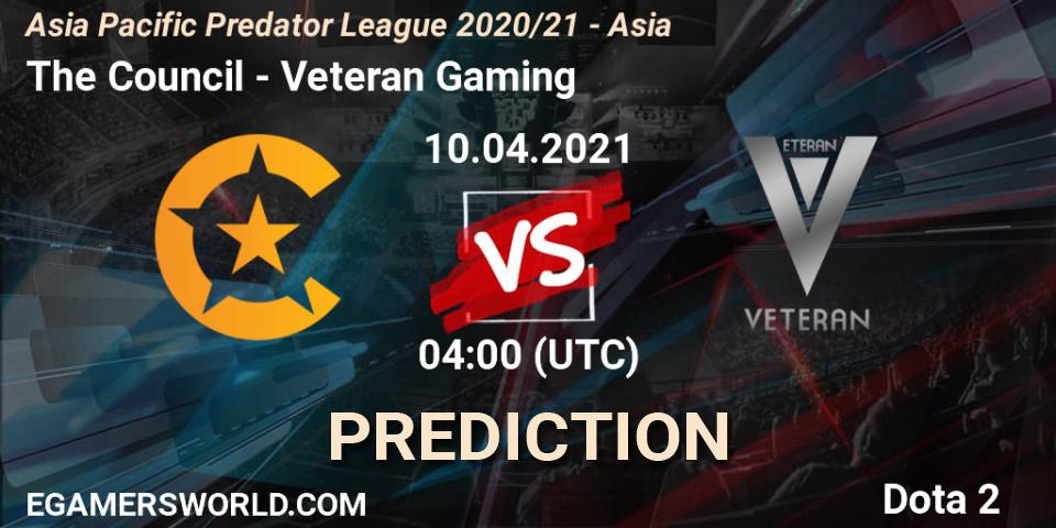 Pronóstico The Council - Veteran Gaming. 10.04.2021 at 04:01, Dota 2, Asia Pacific Predator League 2020/21 - Asia