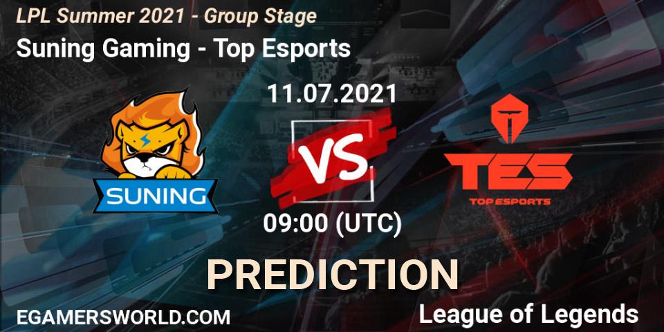Pronóstico Suning Gaming - Top Esports. 11.07.2021 at 09:00, LoL, LPL Summer 2021 - Group Stage