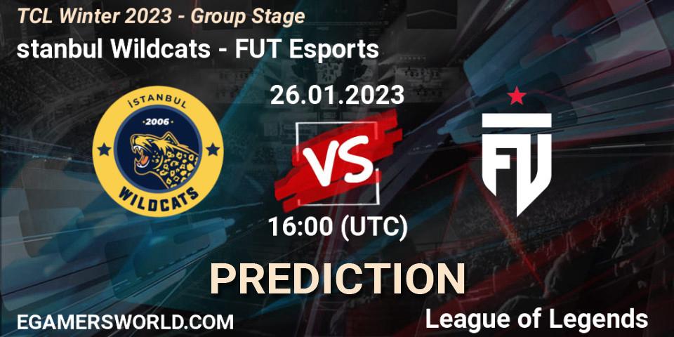 Pronóstico İstanbul Wildcats - FUT Esports. 26.01.2023 at 16:00, LoL, TCL Winter 2023 - Group Stage