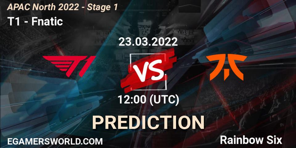 Pronóstico T1 - Fnatic. 23.03.2022 at 12:00, Rainbow Six, APAC North 2022 - Stage 1